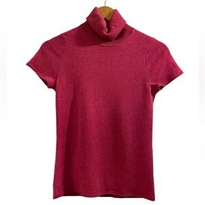 MAGASCHONI Bright Pink Cashmere Turtleneck Shortsleeve Sweater - Size Small